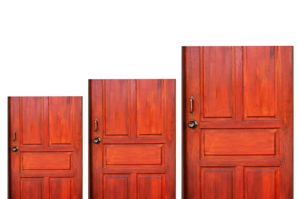 Orange Closed Wooden Door Separate Frames Background — Stock Photo, Image