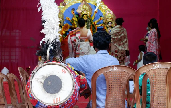 Hinduistické Rituály Debi Boronové Nebo Loučení Bohyní Durgou Dělají Indiánské — Stock fotografie