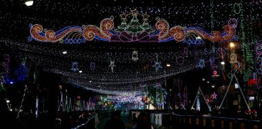 park street, kolkata, India dated 25.12.2021. Christmas evening with lights all over the park street area full of crowd.