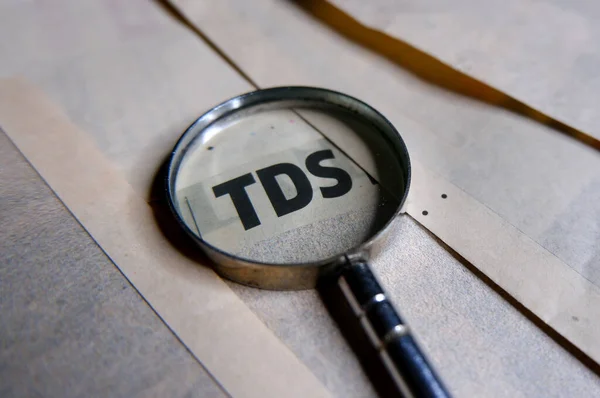 Concept Tds Tax Deduct Source Magnifying Glass — Fotografia de Stock