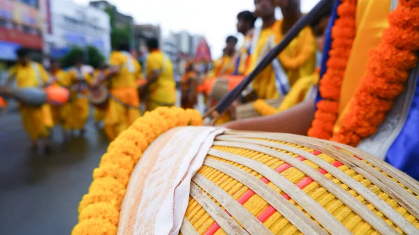 North Parganas West Bengal Dated 2022 Devotees Play Dhol Drum — Zdjęcie stockowe