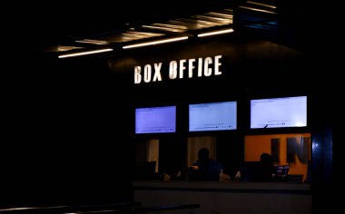 Kolkata, India, dated 15/08/2022. Concept of late night show in movie theater where ticket counters are open.