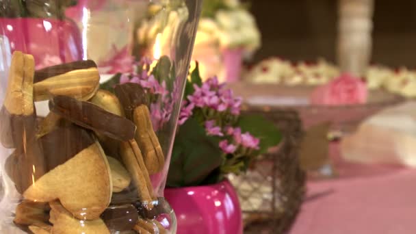 Biscuits Flowers and Candles 1 — Stock Video