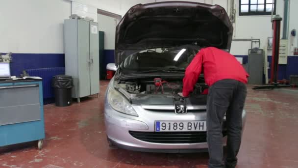 Reparação de carro à procura de danos 02 — Vídeo de Stock