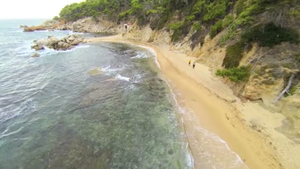 Aerial drone Mediterranean beach 03 — Stock Video