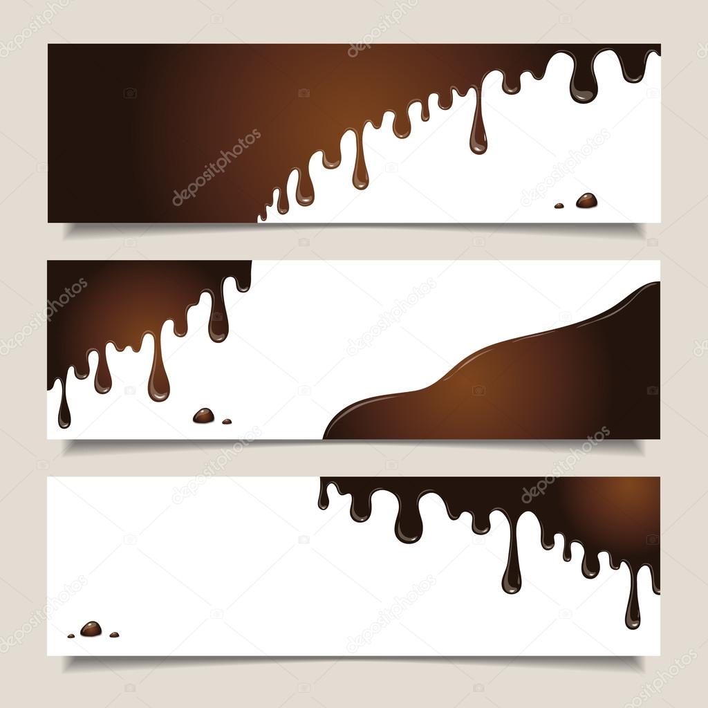 Horizontal banners with flowing chocolate
