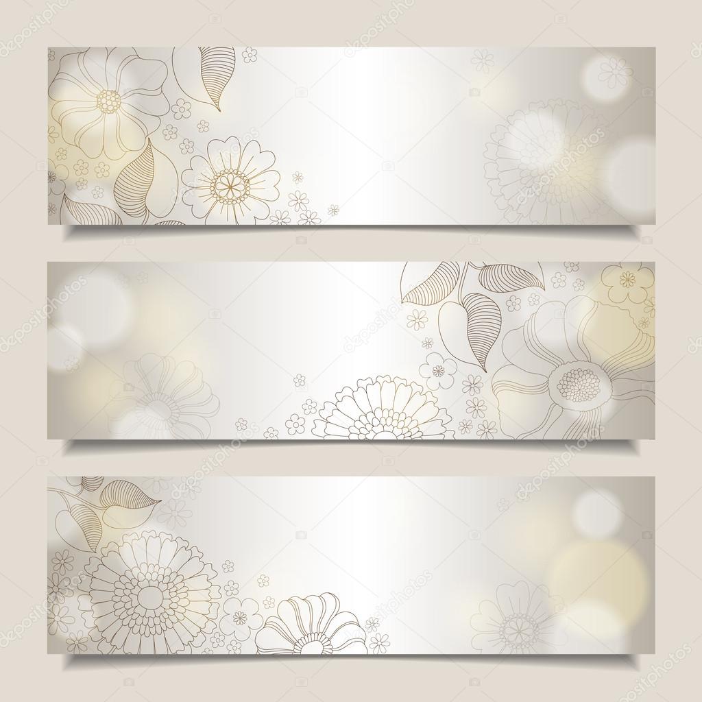 horizontal banners with flowers and lights