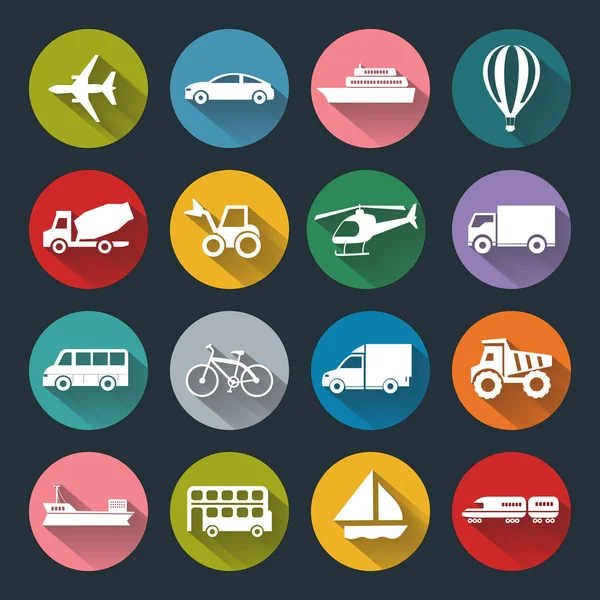 Platte iconen van vervoer — Stockvector