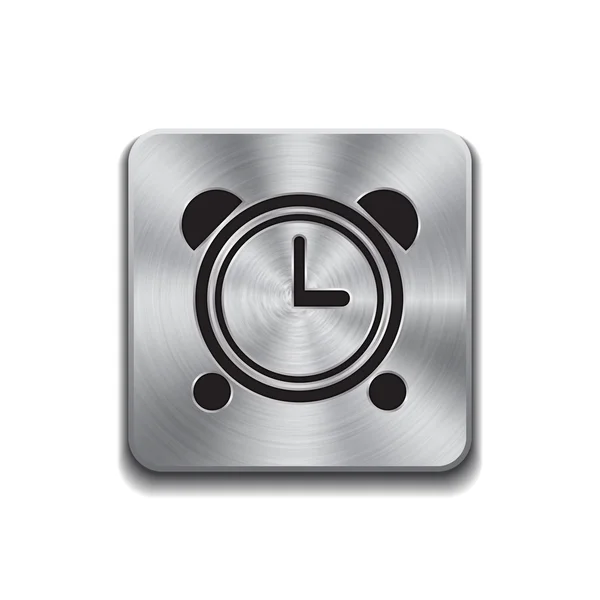 Metallic button with alarm clock icon — Stock Vector