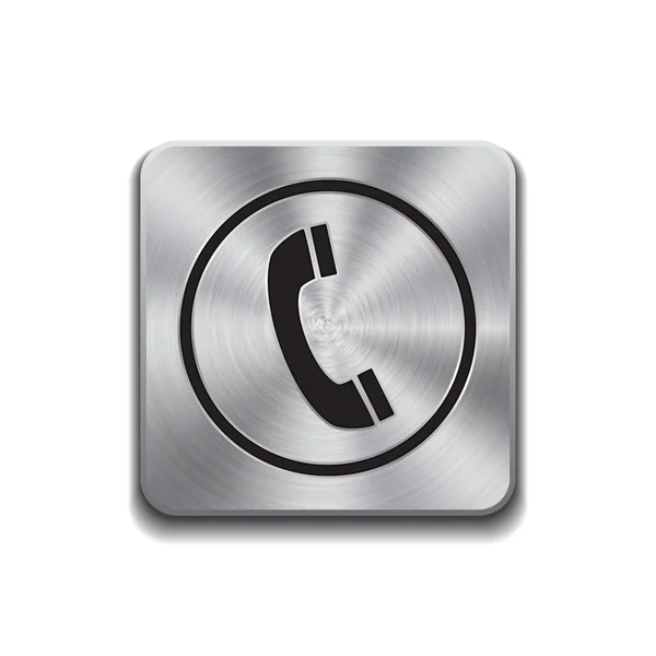 Metallic button with phone icon — Stock Vector