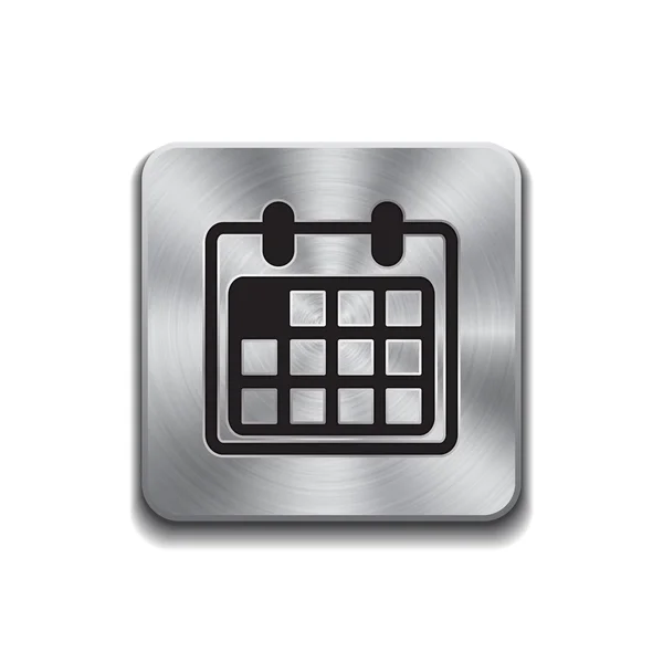 Metallic button with calendar icon — Stock Vector