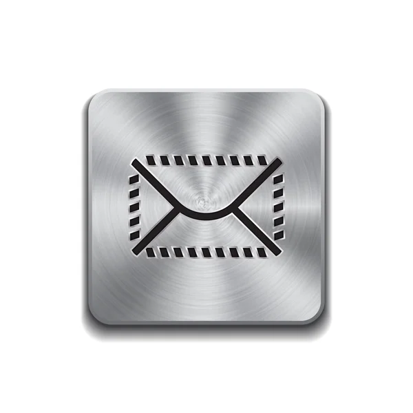 Posta simgesi olan metalik düğme — Stok Vektör