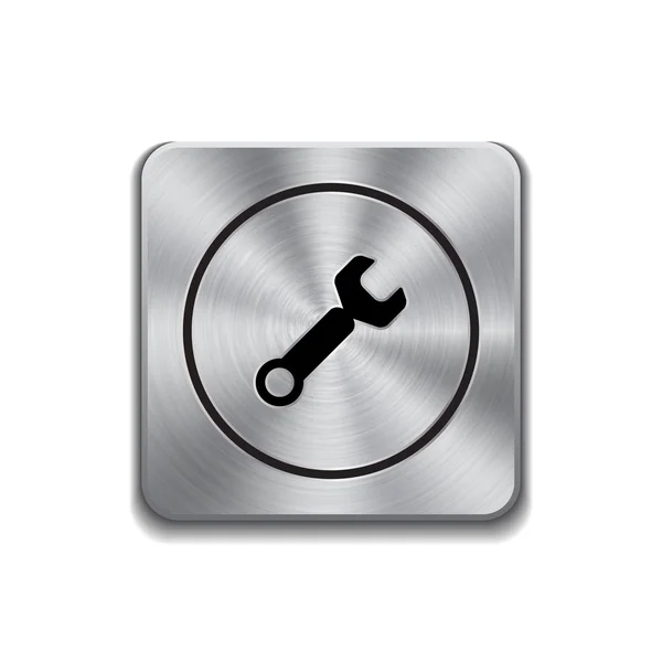 Metallic button with settingsl icon — Stock Vector