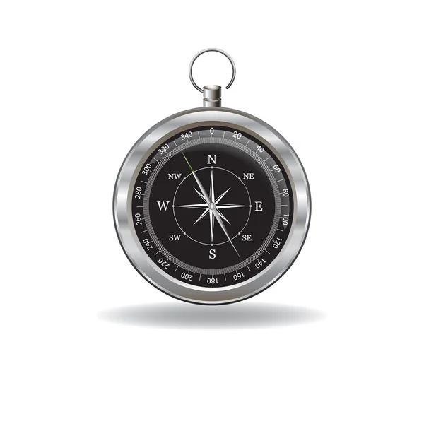 Silver Compass with windrose. — Stock Vector