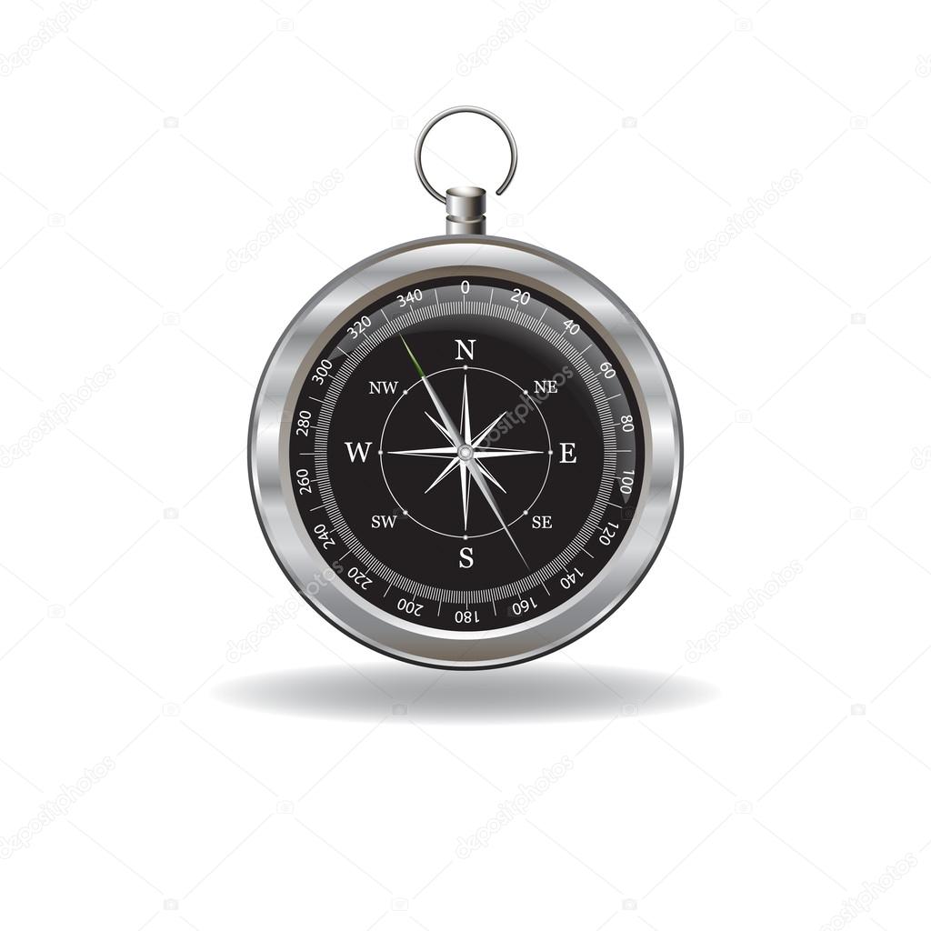 Silver Compass with windrose.