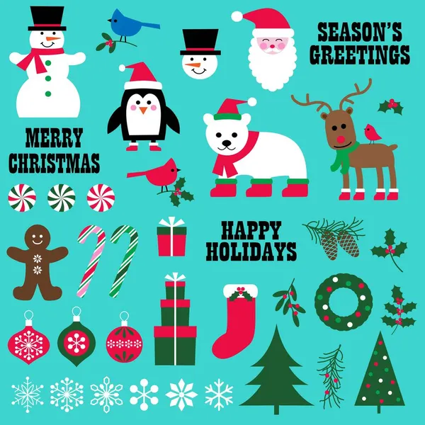 Cute Christmas Vector Illustrations — Stock Vector