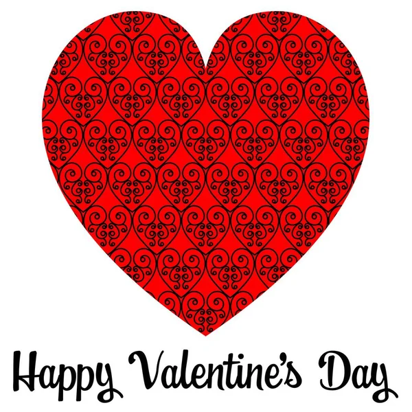 Valentinstag Herz Mit Muster Vektorgrafik — Stockvektor