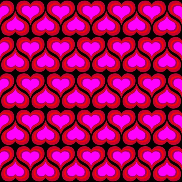 Valentines Day Mod Coeur Concentrique Motif Sans Couture — Image vectorielle