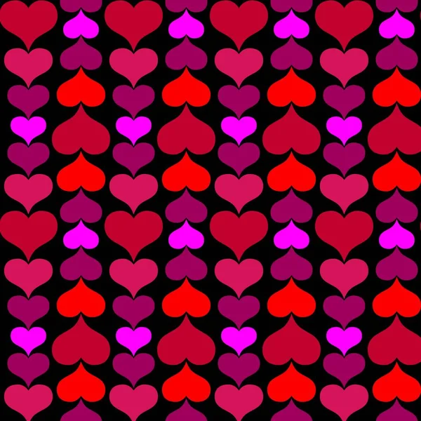 バレンタインデー Mod Heartシームレスベクトルパターンオンブラック — ストックベクタ