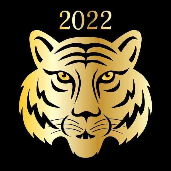2022 Κινεζικό Νέο Έτος Χρυσό Τίγρη Πρόσωπο Γραφικό — Διανυσματικό Αρχείο