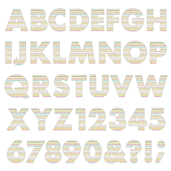 Pastel Embroidery Stitched Vector Alphabet — Stock Vector