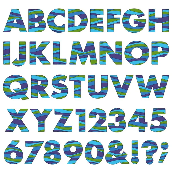 Purple Green Blue Wavy Stripe Alphabet — Stok Vektör