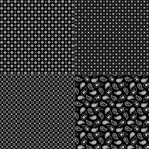 黒灰色のシームレスなベクトルパターン — ストックベクタ