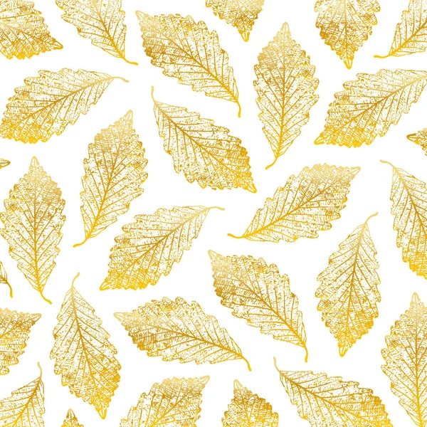 Metallic Tossed Gold Leaf Pattern — Wektor stockowy