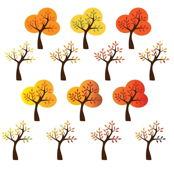 Autumn Tree Vector Clipart Set - Stok Vektor