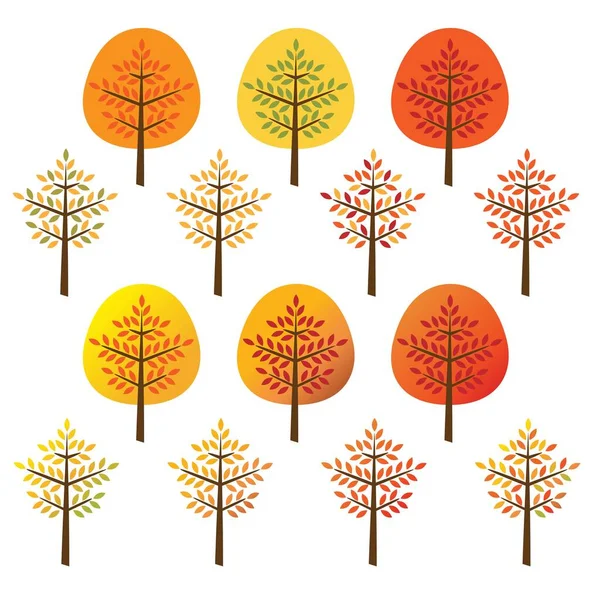 Autumn Trees Vector Clipart Illustrations - Stok Vektor