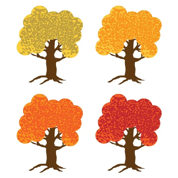 Autumn Trees Speckled Color Vector Oillustrations — Stock vektor