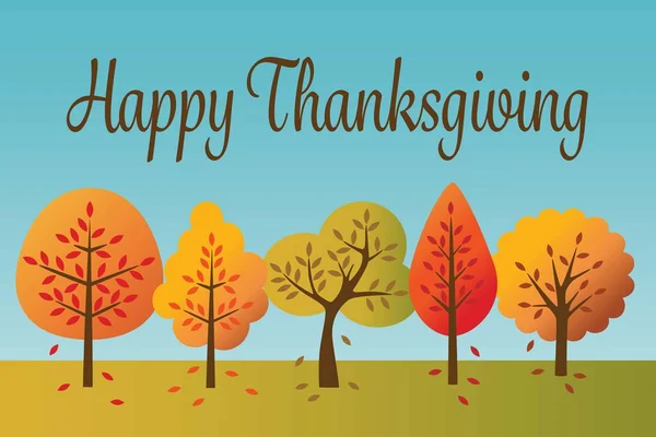 Happy Thanksgiving Graphic Autumn Trees —  Vetores de Stock