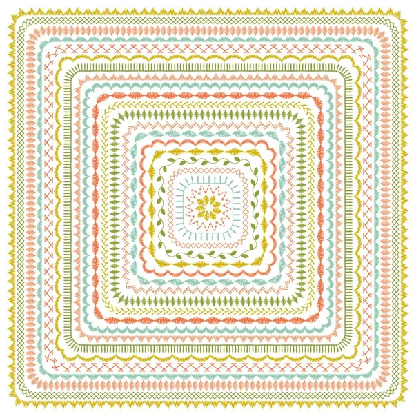Embroidery Stitch Concentric Squares Pattern — Stockvektor