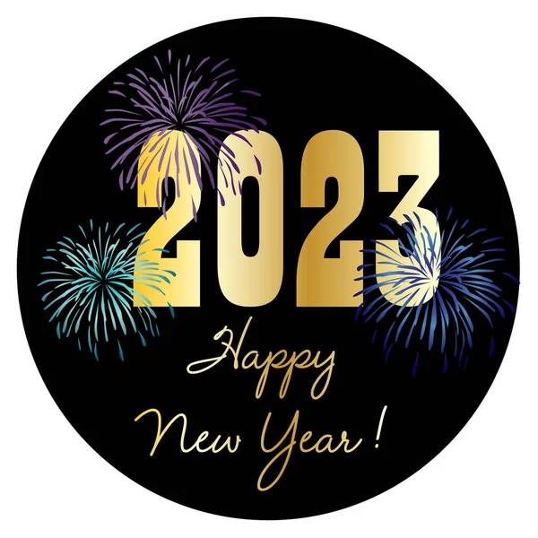 2023 Happy New Year Circle Graphic Fireworks — Stock vektor