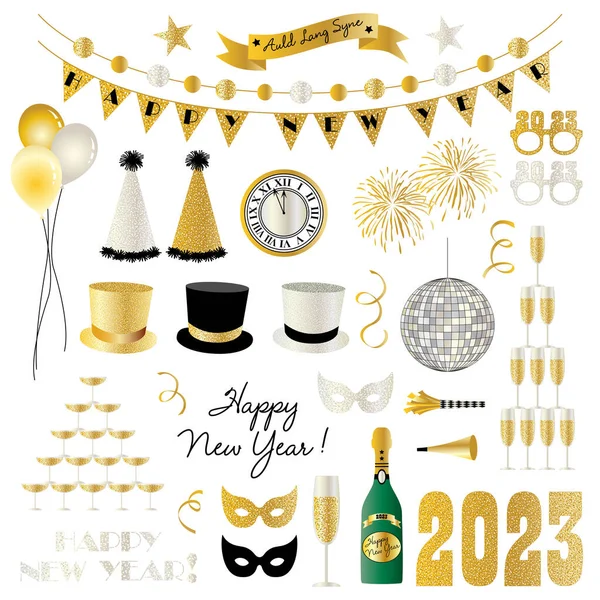 2023 New Years Eve Clipart Vector Illustrations — Stock vektor