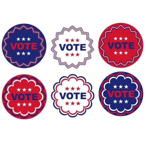 Red White Blue Vote Circular Signs Border Patterns Stars — Stock Vector