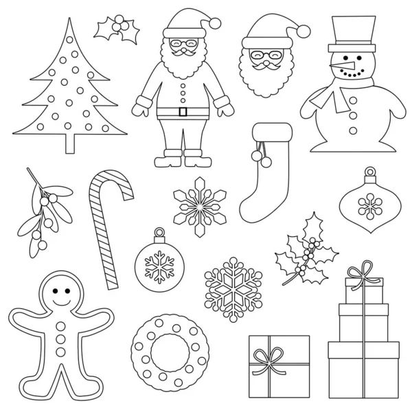 Christmas Digital Stamps Vector Clipart — Stock Vector