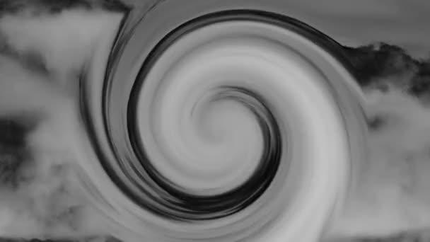 Black White Spiral Spinning Cloud Generator — Stock Video