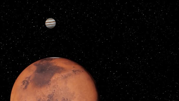 Videoclip Spațial Planetei Roșii Marte Satelit Artificial Meteorit Mare Care — Videoclip de stoc