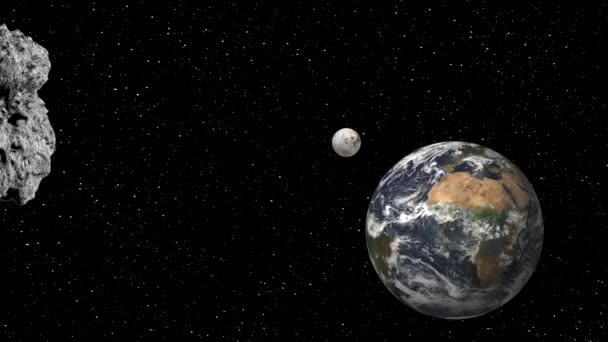 Fin Terre Vidéo Planète Terre Une Grosse Météorite Approchant Sur — Video