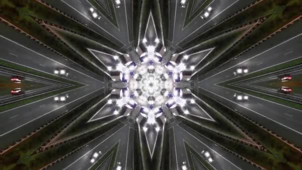 Kaleidoskopisches Video Das Das Geschwindigkeitsgefühl Bei Nächtlicher Fahrt Durch Eine — Stockvideo