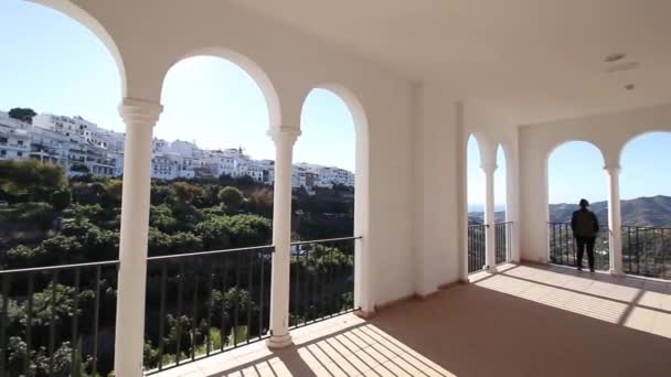 Turist Kasabası Frigiliana Malaga Axarqua Endülüs Spanya Nın Tipik Kemerlerinin — Stok video
