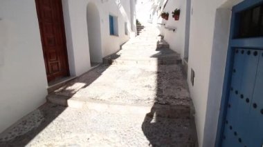 Sokaklar ve tipik Frigiliana yerleri, beyaz Axarquia kasabası, turizm beldesi, Malaga, Endülüs, İspanya