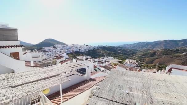 Sokaklar Tipik Frigiliana Yerleri Beyaz Axarquia Kasabası Turizm Beldesi Malaga — Stok video