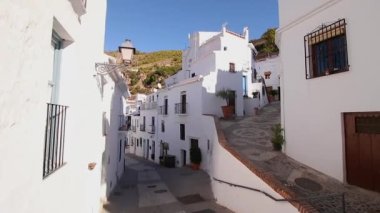 Sokaklar ve tipik Frigiliana yerleri, beyaz Axarquia kasabası, turizm beldesi, Malaga, Endülüs, İspanya