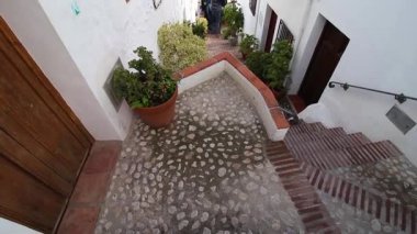 Sokaklar ve tipik Frigiliana yerleri, beyaz Axarquia kasabası, turizm beldesi, Malaga, Endülüs, İspanya