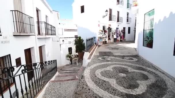 Ulice Typowe Miejsca Frigiliana Białe Miasto Axarquia Turystycznym Malaga Andaluzja — Wideo stockowe