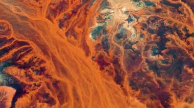 Lav akışı, soyut doğallık videosu, Afrika çöllerinin havadan, soyut anlatımından mecazi anlatımına kadar.