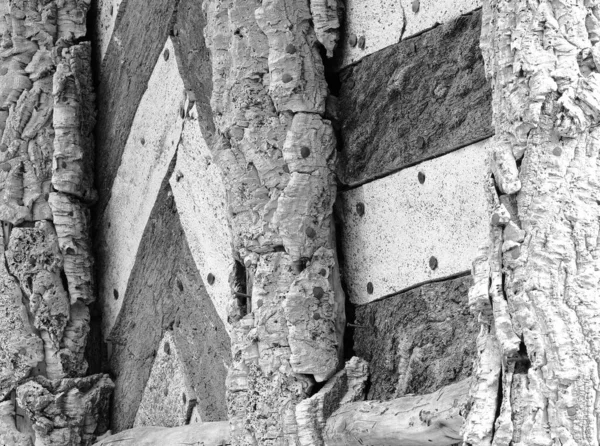 Черно Белая Фотография Пробки Текстуры Используемой Украшения Покрытия Фасадов — стоковое фото