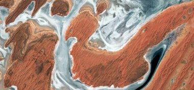 Afrika 'daki çöllerin soyut manzarası çirkin ördek yavrusunun şekillerine ve renklerine benzemektedir. Tür: Soyut Natüralizm, soyuttan mecazlara